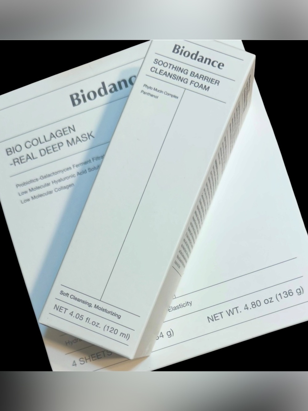 New 4 pcs BIODANCE Bio-Collagen Real Deep Masks and BIODANCE Soothing Cleanser